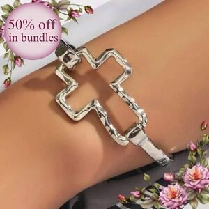 Geometric Cross Shaped Open Cuff Bracelet